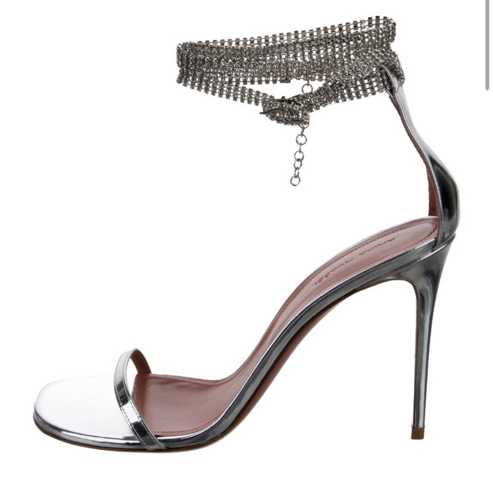 Amina Muaddi Giorgia Patent Leather Sandals